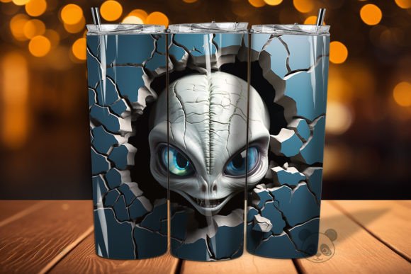 3D Alien Cracked Hole Tumbler Wrap 12 Design Guide
