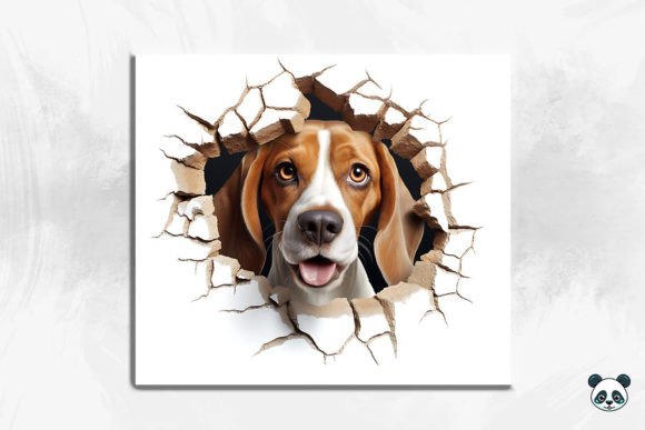 3D Beagle Cracked Hole 5: A Unique Sublimation Design