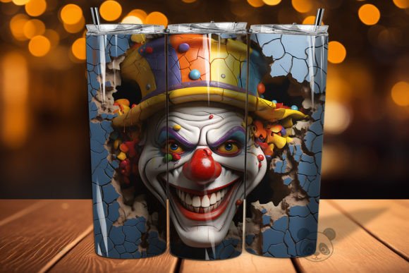 3D Clown Cracked Hole Tumbler Wrap 23 Guide