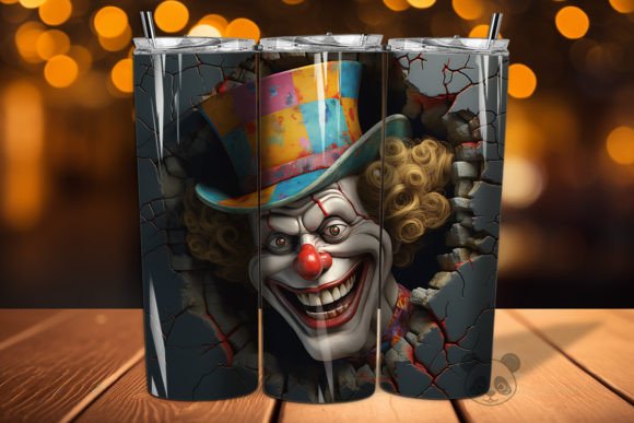 3D Clown Cracked Hole Tumbler Wrap 29 Design