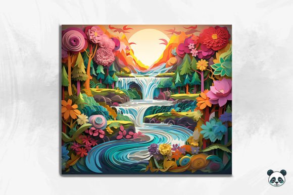 3D Enchanting Waterfall Cracked Hole 14 Design