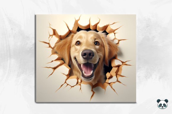 3D Golden Retriever Cracked Hole 3: A Unique Sublimation Asset