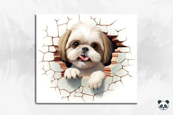 3D Shih Tzu Cracked Hole: Unique Tumbler Art