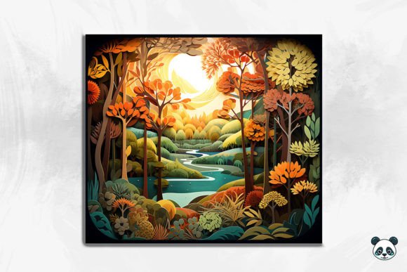 3D Tranquil Forest Scene Cracked Hole 10