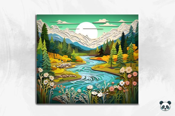 Elevate Your Sublimation Projects with a 3D Mountain and River Tumbler Wrap Bundle
