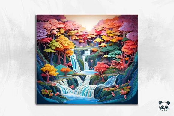 Elevate Your Sublimation Projects with the 3D Enchanting Waterfall Cracked Hole 24 Design