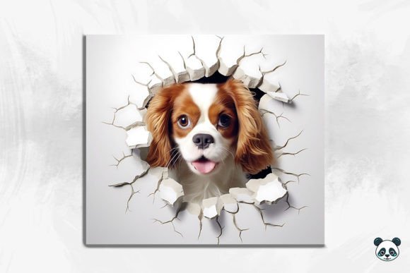 Elevate Your Sublimation Projects with the 3D Spaniel Dog Cracked Hole 1 Design