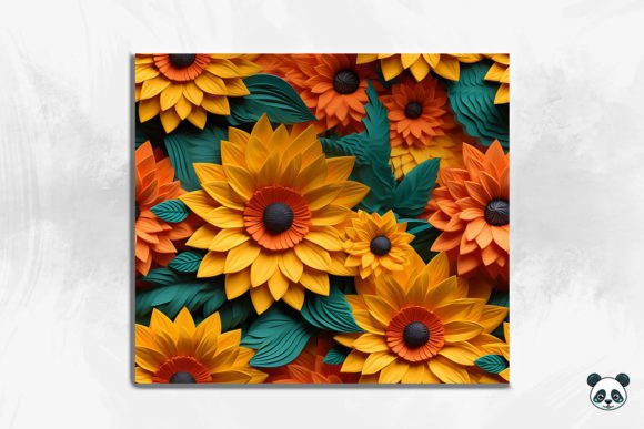 Elevating Custom Drinkware with 3D Papercut Sunflower Seamless Patterns